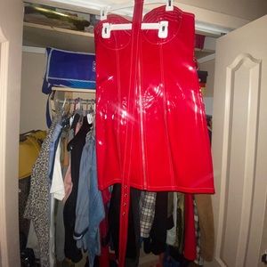 Red Mini Leather Dress